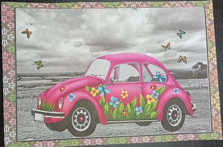 Pink VW Beetle by cari seybolt-ruiz