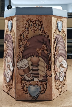 GNOME GNOMES  COFFEE, GIFT BOX, HEXAGON BOXES by cari seybolt-ruiz