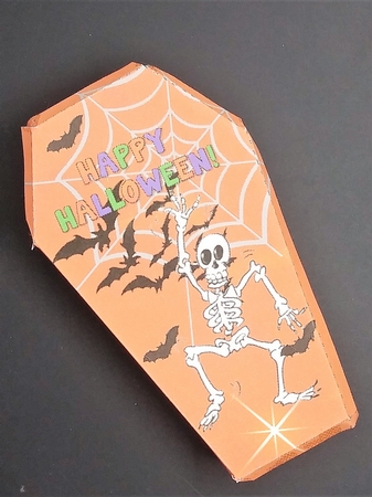 HALLOWEEN TREAT BOX #5 COFFIN, SKELTON, CAT, SPIDER by cari seybolt-ruiz