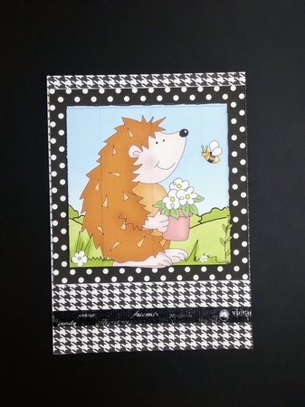 8 x 8 Cute Hedgehog Scalloped corner Topper by cari seybolt-ruiz