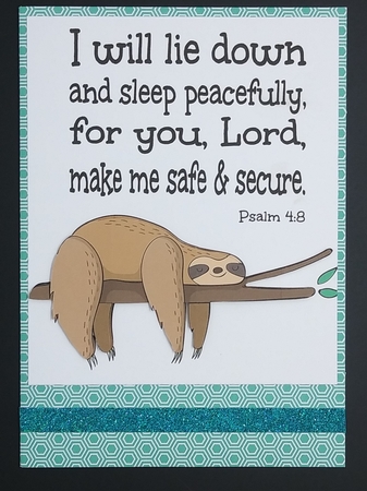 Sleep Sloth Nursery Scripture Word Art Printable Wall Decor Print Designed at 8X10 Psalm 4:8 by cari seybolt-ruiz