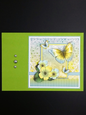 Vintage Pastel Shabby Butterfly Flower 1409 by cari seybolt-ruiz