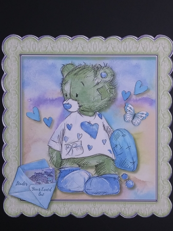Sending Love Bear Card Topper and Gift Tag - Green by cari seybolt-ruiz