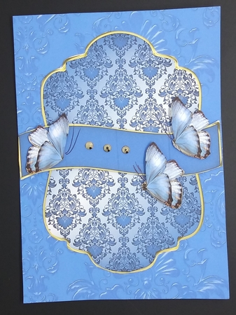 Blue Hues Damask Embossed Background by cari seybolt-ruiz