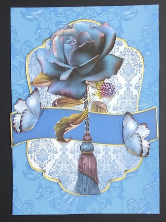 Blue Hues Damask Embossed Background by cari seybolt-ruiz