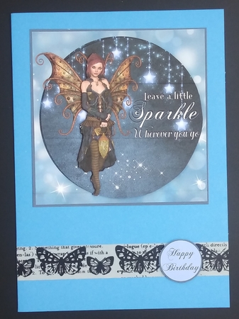 LEAVE A LITTLE SPARKLE FAIRY quick card sheet in blue by cari seybolt-ruiz
