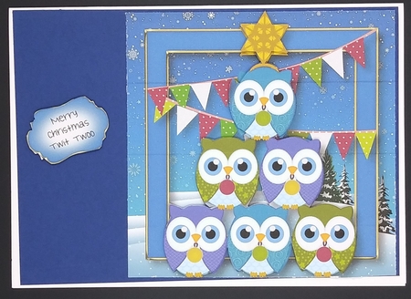 Christmas Tree Of Owls 8x8 by cari seybolt-ruiz