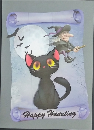 Happy Haunting - A5 topper with decoupage by cari seybolt-ruiz