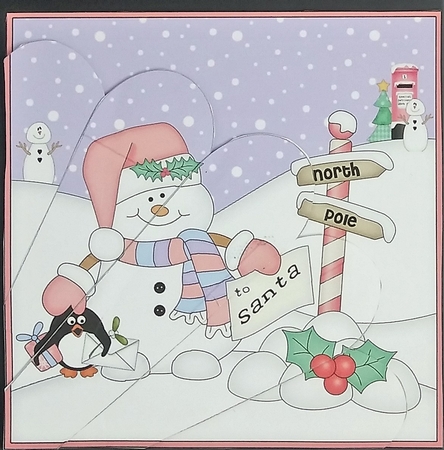 Christmas Snowman Oli is at the North Pole Fan Pyramage Topper by cari seybolt-ruiz