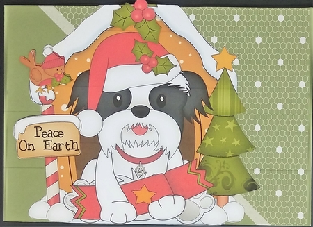 3D Shaped Christmas Kennel Card Kit - Little Shih Tzu Dog by cari seybolt-ruiz