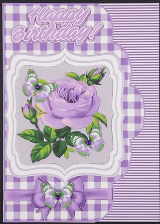 purple roses on a card front topper with  check and bow by cari seybolt-ruiz