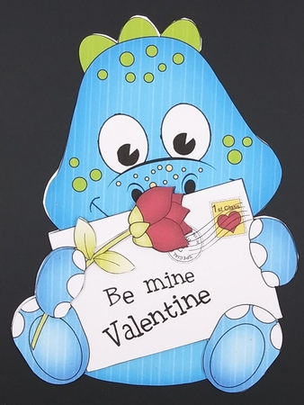 3D Shaped Card Mini Kit - Cute Little Dinosaur has a Valentines Card by cari seybolt-ruiz