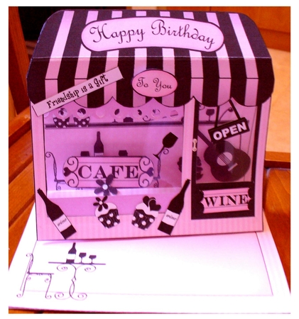 3D Le Tres Chic Wine Bar Window Pop Up Card Decoupage N Enve by Carla Brooke