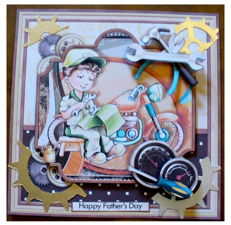 MOTORBIKE MECHANIC 8x8 Decoupage & Insert Mini Kit by Carla Brooke