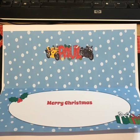 Christmas Motorbikes Paul Large Dl Insert by Carly Jones