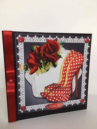 Beautiful Red Polka Dot Shoe 8x8 by Carly Jones