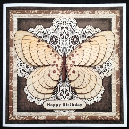 Cardtopper Large Butterfly Creme Brown 487 by Carol Bath 