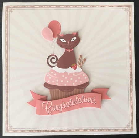 Cupcake Cat - Congratulations Topper by Carol Bath 