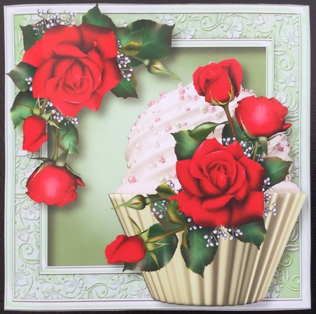 Red Rose Cupcake 8x8 by Carol Bath 