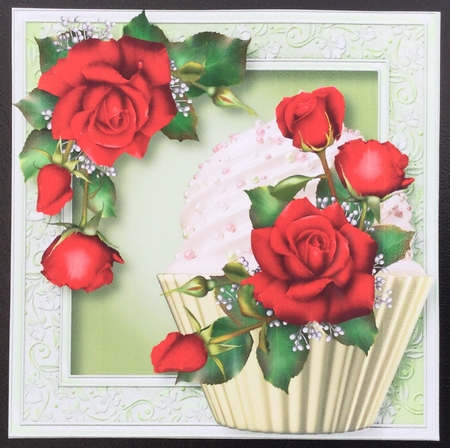 Red Rose Cupcake 8x8 by Carol Bath 
