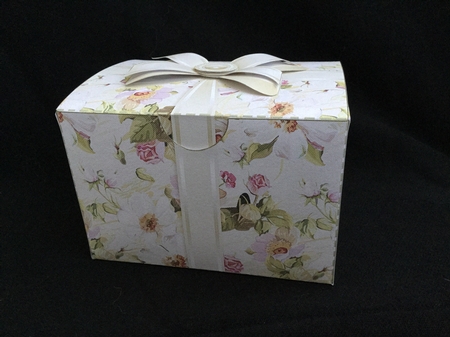 Gift Box Vintage White Roses with Bow Decoupage by Carol Bath 