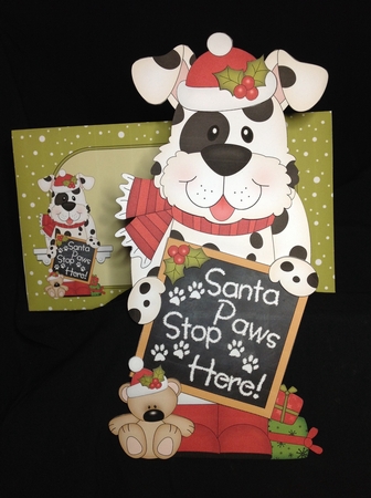 3D On the Shelf Card Kit - Christmas Spotty Dog has a message for Santa Paws by Carol Bath 