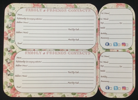 Sew Crafty Organiser Friends & Family Contact Page by Carol Bath 
