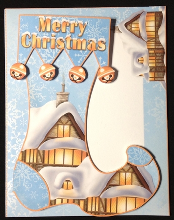 Christmas snowy cottage stocking card kit by Carol Bath 