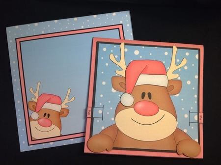 3D Christmas Animated Moveable Wobble Head Card  - Rudolph by Carol Bath 