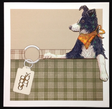 Dark Tan & Green Plaid with Tan Ribbon and Tag Style Background by Carol Bath 