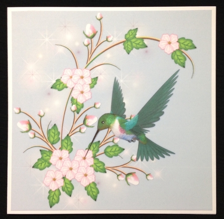Hummingbird with Pink Flowes on Sunny Day Themed Background by Carol Bath 