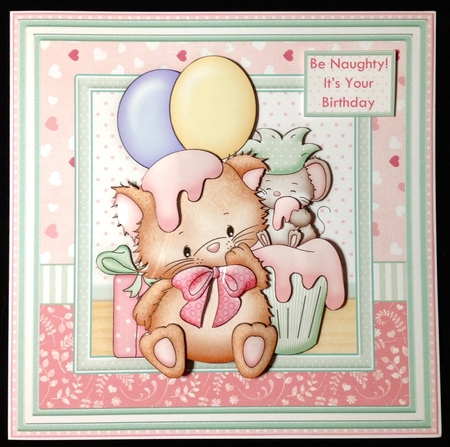 KITTYS CUPCAKE PLAY 8x8 Birthday Decoupage Mini Kit by Carol Bath 