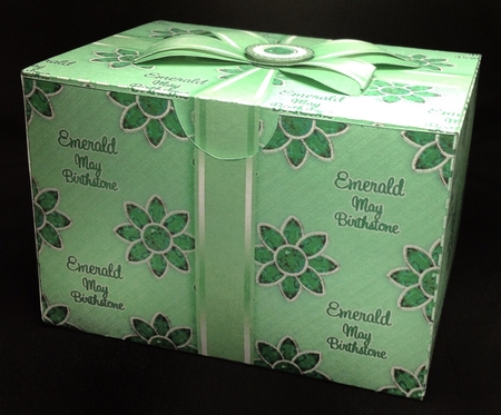 Gift Box May Birthstone Emerald with Bow Decoupage by Carol Bath 