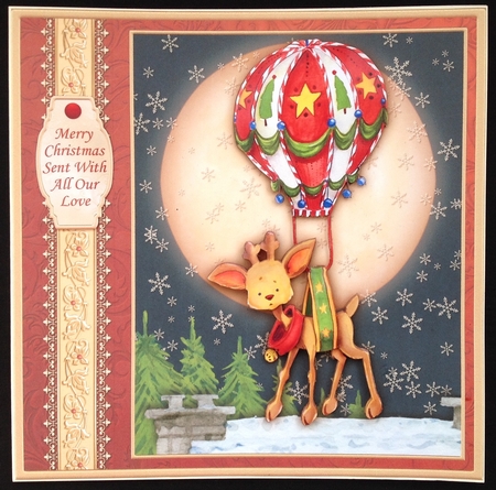 JUST DROPPING IN Christmas Deer & Balloon Decoupage & Insert Mini Kit by Carol Bath 