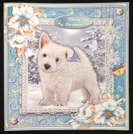 Cute Puppy In Winter Scene 8x8 by Carol Bath 