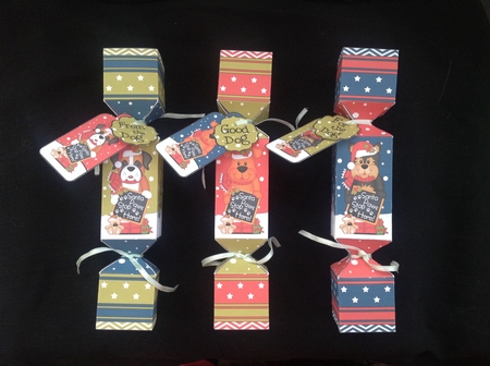 3D Rusty Yorkie and Boxer Dog Christmas Cracker Boxes by Carol Bath 