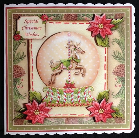 REINDEER SNOW GLOBE 7.5 Decoupage & Insert Mini Kit by Carol Bath 