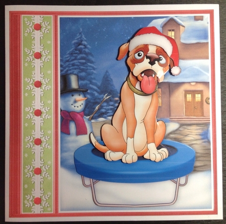 HOPE YOUR CHRISTMAS IS FULL OF BOUNCE 7.5 Boxer Dog Decoupage & Insert Kit by Carol Bath 