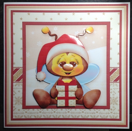 BEE HAPPY ITS CHRISTMAS 8x8 Decoupage & Insert Mini Kit by Carol Bath 