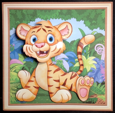 WILD ABOUT YOU TIGER WOBBLY HEAD CARD 8x8 Decoupage & Insert Mini Kit by Carol Bath 