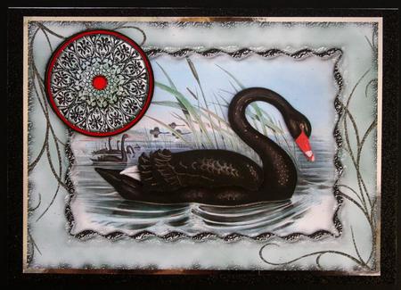 Vintage Birds 1.2, Black Swan by Carol Bath 