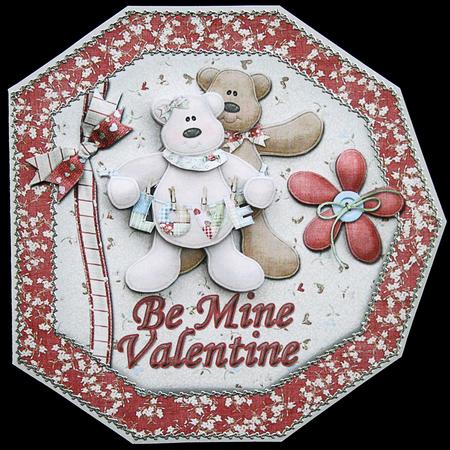 Rich Red Be Mine Valentine Octogon Shape Card by Carol Bath 