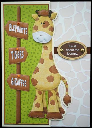 Birthday Giraffe Large Dl with Decoupage by Carol Bath 