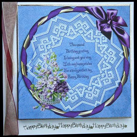 Floral, Ribbon & Lace Wavey Edge Bottom Stacker with Verse by Carol Bath 