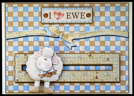 I Love Ewe Penny Slider with Decoupaged Spinner by Carol Bath 
