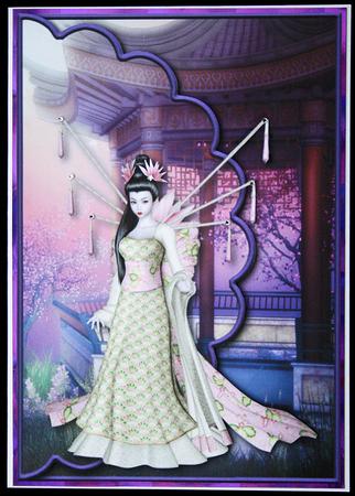 Oriental Beauty Envelope Card with Decoupage by Carol Bath 