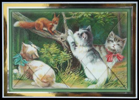 Kittens on the Chase - Diamond Stacker Card by Carol Bath 