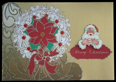 Large Scalloped Corner Stacker with Snowflakes Wreath & Poin by Carol Bath 