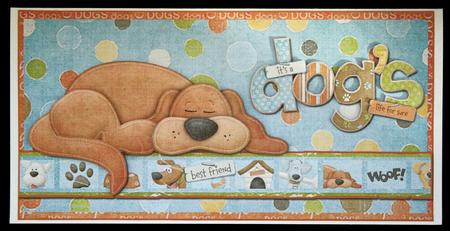 Its a Dogs Life Dl Card Front with Decoupage by Carol Bath 