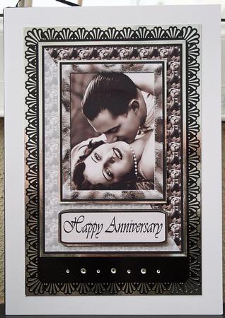 Happy Anniversary Vintage Couple Card Front by Carol Bath 